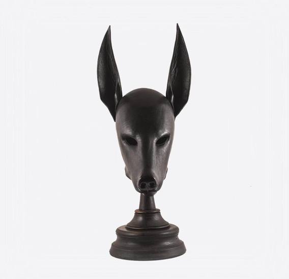 Black Dog Anubis Art leather mask