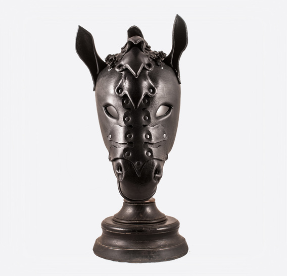 Black Pegasus art Leather Horse Pony Mask