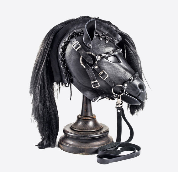 Black Horse Pony Mask with Bridle