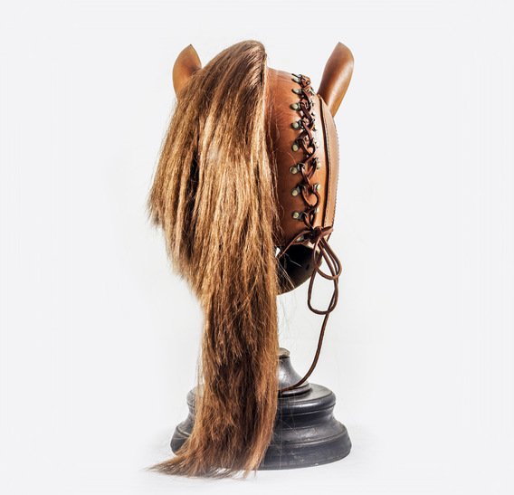 Ginger Leather Horse Mask with Applcation