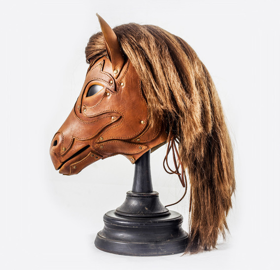 Ginger Leather Horse Mask with Applcation