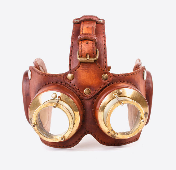 Mask & Glasses Steampunk art leather Gas Mask