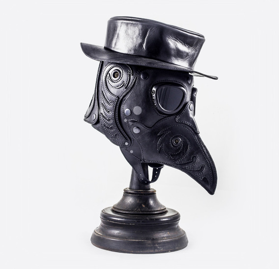 Plague Doctor Art Leather Mask with Hat