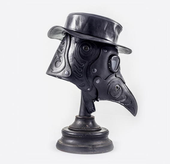 Plague Doctor Art Leather Mask with Hat