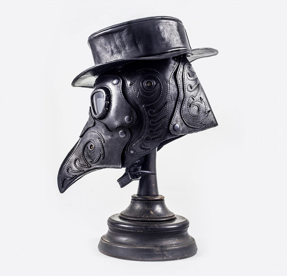 Plague Doctor Art Leather Mask with Hat