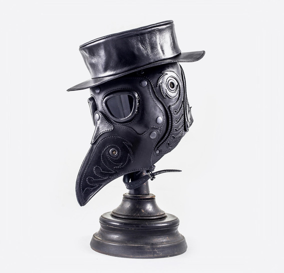 Plague Doctor Art Leather Mask with Hat