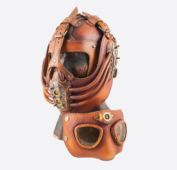 Brown Leather & Brass Art Gas Mask