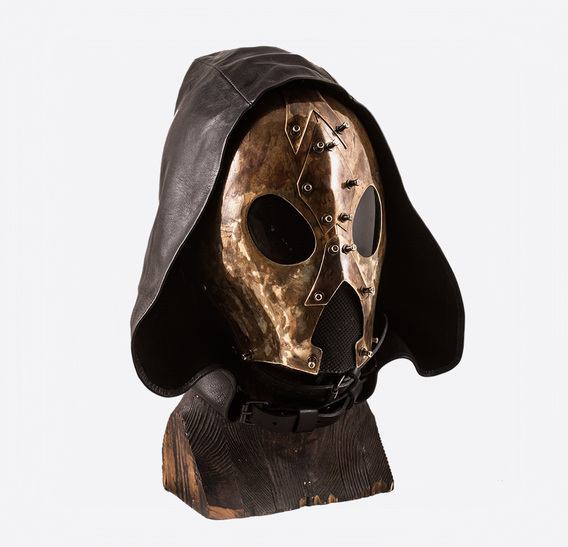 Hooded Ant Brass art Leather Gas Mask