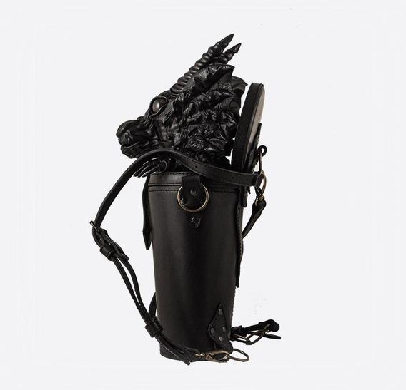 Black Dragon in Trunk Leather Bag-Backpack